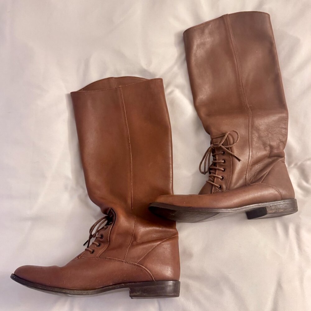 Vintage Argentina Saddle Tan Leather Equestrian Riding Polo Boots Womans sz 9